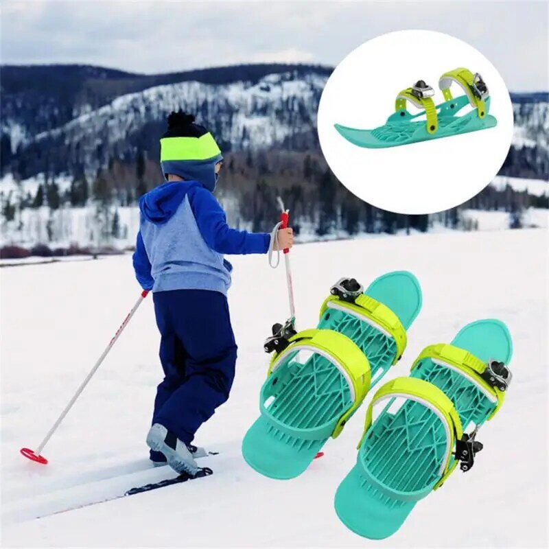 Nowe Mini łyżwy na śnieg krótkie snowboardowe snowboardowe wysokiej jakości regulowane wiązania przenośne buty narciarskie śnieg deska