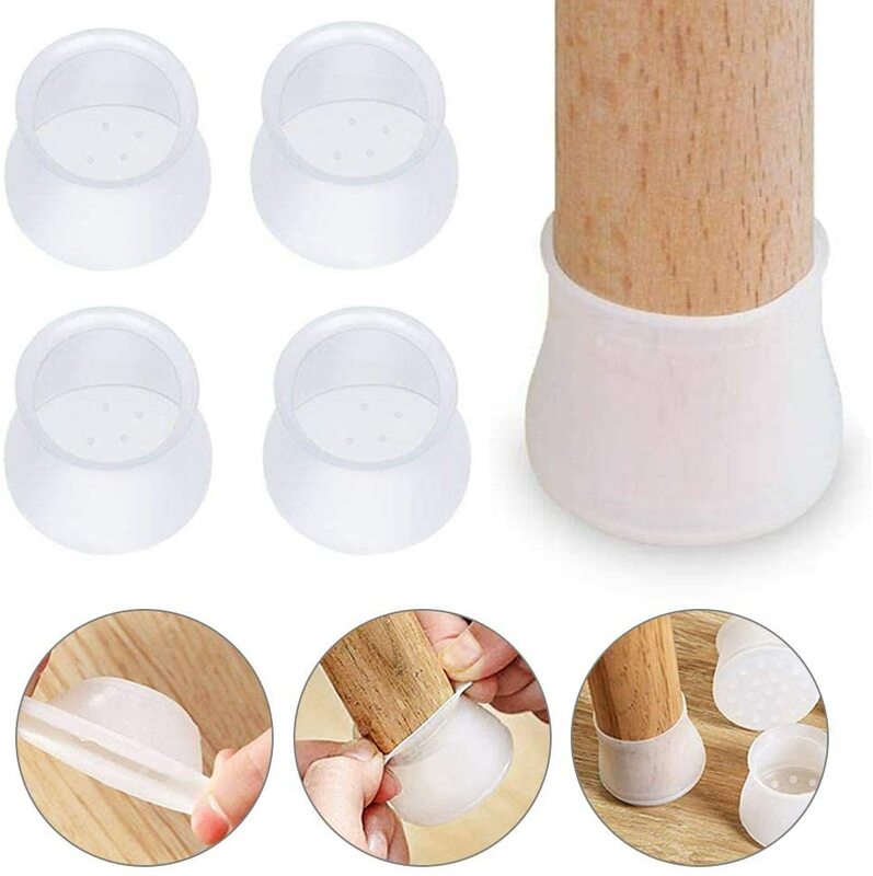 4pcs/set Furniture Chair Leg Silicone Cap Pad Protection Table Feet Cover Floor Protector Non-slip Table Chair Mat Caps Foot