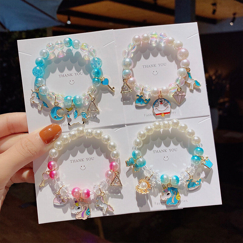 Braccialetti di perle coreane estive per ragazze cartone animato fiore dolce carino braccialetti con ciondolo con ciondolo gioielli di moda regalo per feste