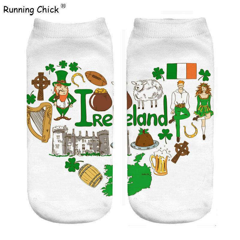 Calcetines Con Estampado 3d De Amor De Irlanda De Pollito Para correr, Venta Al Por Mayor