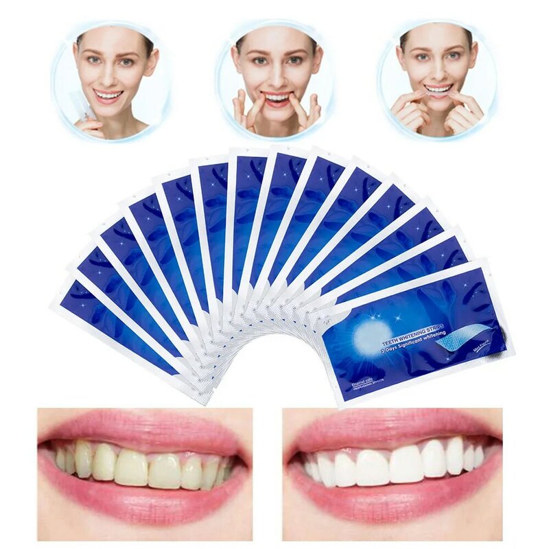 HEIßER VERKAUF 14 Pcs Erweiterte Teeth Bleaching Streifen Fleck Entfernung für Oral Hygiene Sauber Doppel Elastische Dental Bleichen Streifen T001