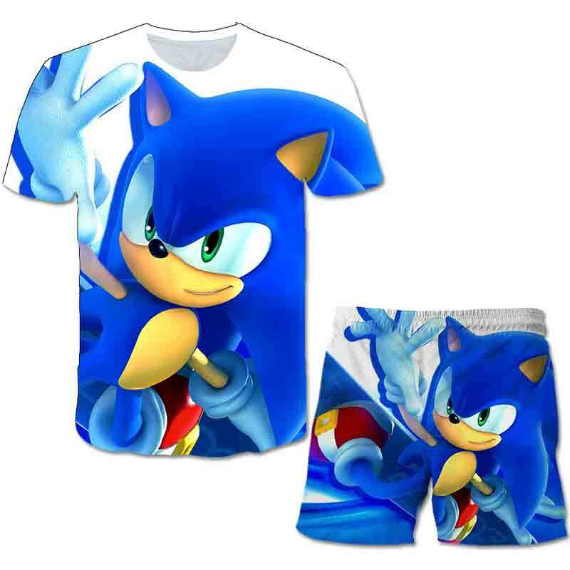XINYOU ฤดูร้อนเสื้อยืดเด็กทารกเด็ก3D พิมพ์อะนิเมะตลก Sonic เครื่องแต่งกายแช่แข็ง Designer เด็กวัยหัดเดิ...