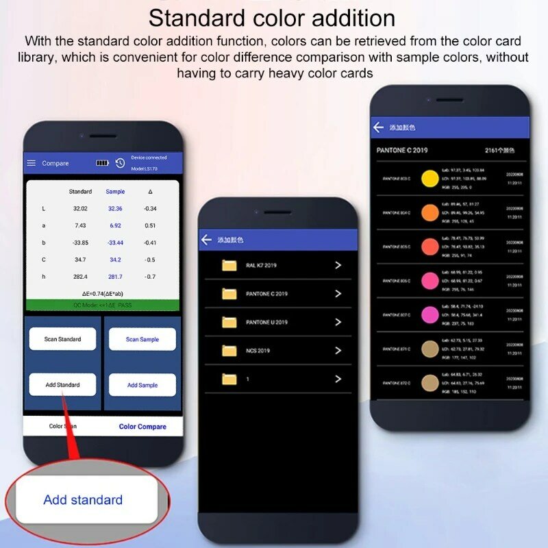 Analisador portátil da cor do colorímetro do aplicativo do telefone móvel ls171/ls170 com verificador preciso 8mm do medidor da cor do laboratório de digitas da tela