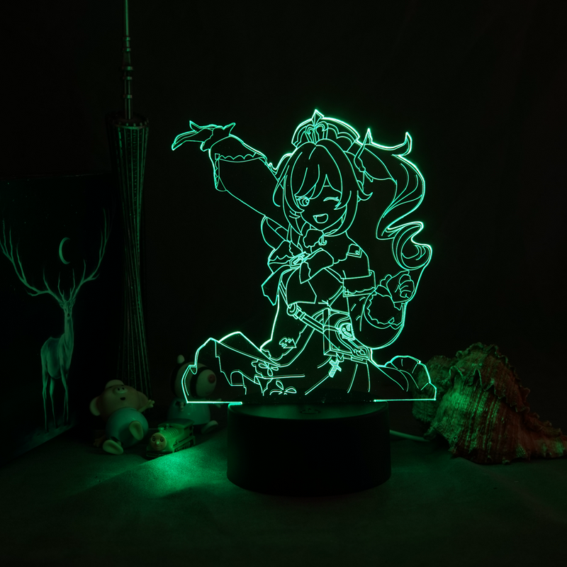 Genshin Impact figurka postaci z gry Barbatos lampa 3D Led RGB lampki nocne urodziny fajny prezent przyjaciel stół do pokoju gier kolorowa dekoracja