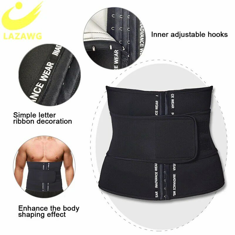 LAZAWG Men Waist Trainer Corset Slimming Belt Sauna Sweat Body Shaper Tummy Control Fitness Burner Workout Shapewear Weight Loss