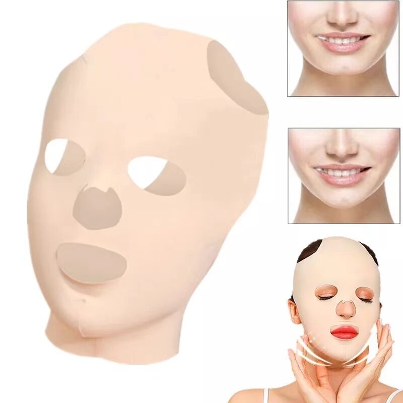 Mascarilla facial 3D reutilizable para mujer, máscara de belleza transpirable, antiarrugas, adelgazante, moldeador en V, estiramiento completo para dormir