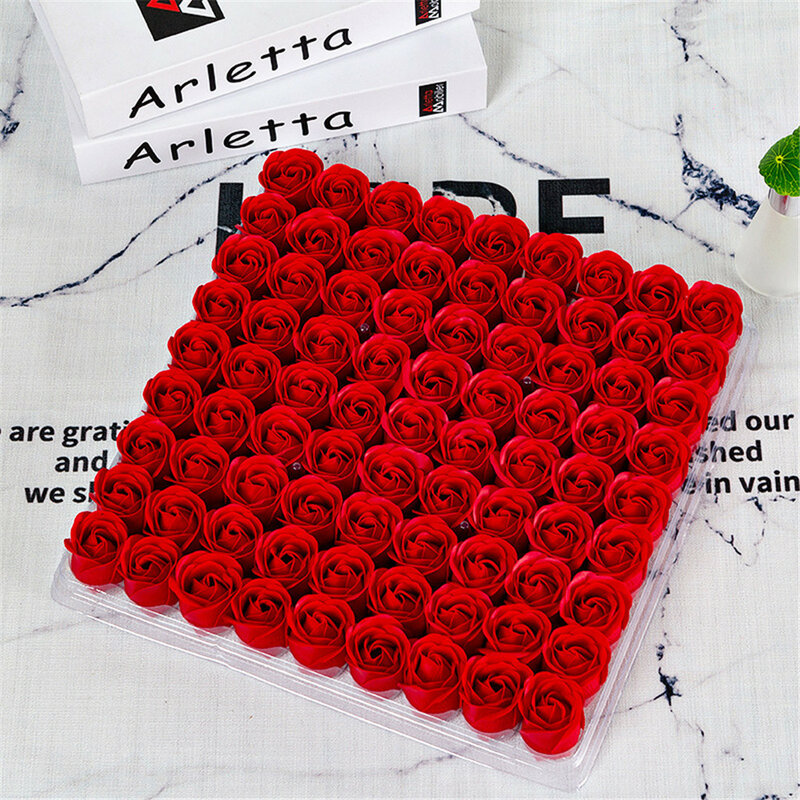 Nowy 81 sztuk/1Box ślub dekoracyjna róża mydło w kształcie kwiatka głowa trójwarstwowa bez podstawy sztuczna róża wieczny kwiat róża 2020