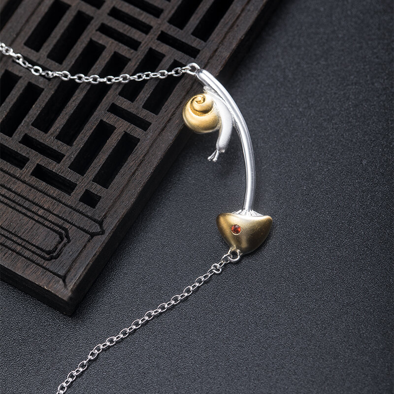 VLA 2021 nuovo 925 argento Design creativo lumaca fungo collana temperamento femminile gioielli dolci adorabili