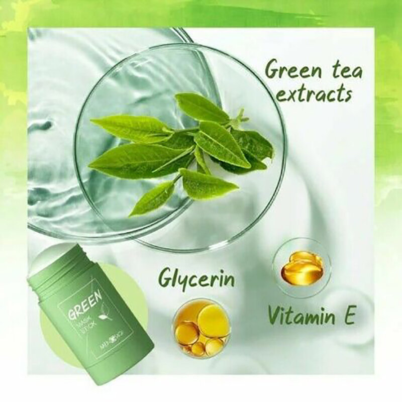Green Tea Purifying Clay Stick Mask Oil Control Anti-Acne Eggplant Fine Solid