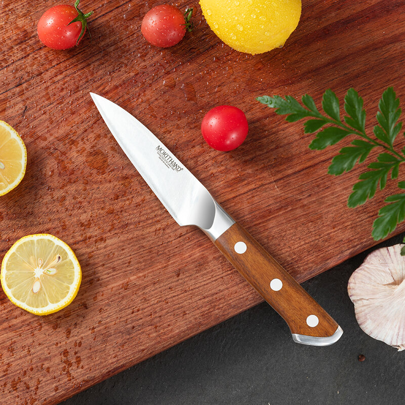 سكاكين المطبخ اليابانية الألمانية 1.4116 الكربون الصلب الشيف ، حاد سانتوكو ، للفاكهة ، مقبض خشب الورد الصلب