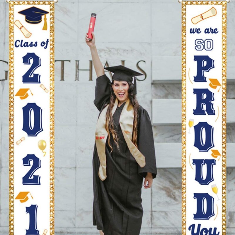 Letrero para porche de graduación, cartel de felicitación de graduación, decoración para fiesta de graduación, decoraciones para fiesta de graduación, 2 piezas, 2021