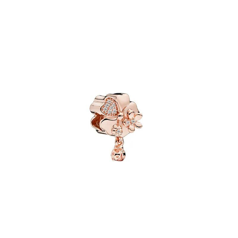 Akcesoria do bransoletki brzoskwiniowy kwiat Daisy seria nadaje się do PANDORA CHARM srebrny 925 bransoletka z koralików dla kobiet DIY biżuteria prezenty