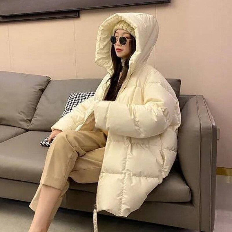 Женский пуховик средней длины, модный Свободный пуховик из хлопка в Корейском стиле, зима 2021