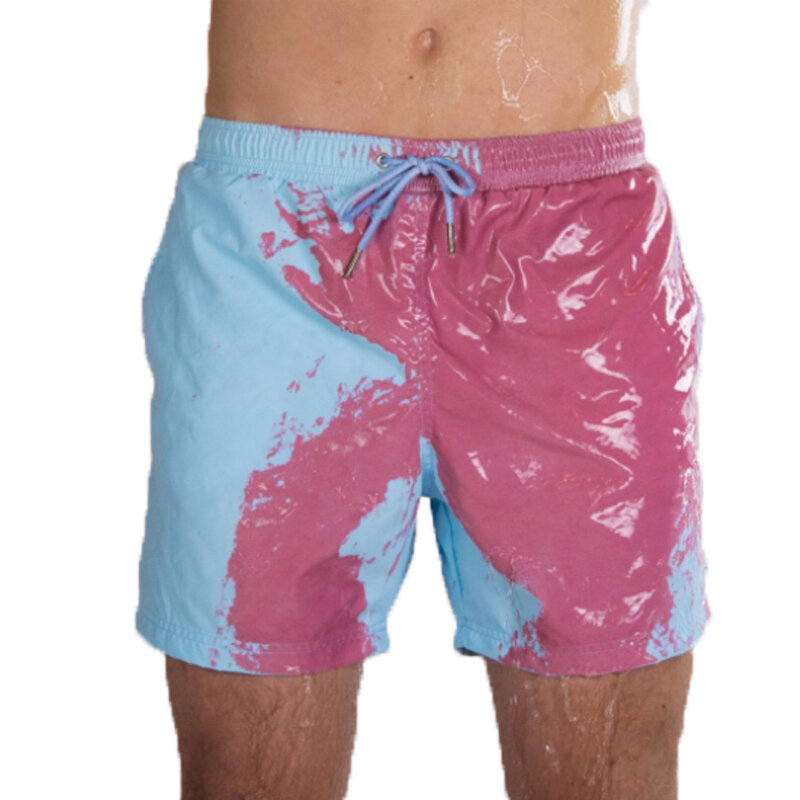 Magiczne zmień kolor szorty plażowe letnie kąpielówki męskie stroje kąpielowe strój kąpielowy szybkie suche szorty kąpielowe spodenki plażowe Drop shipping