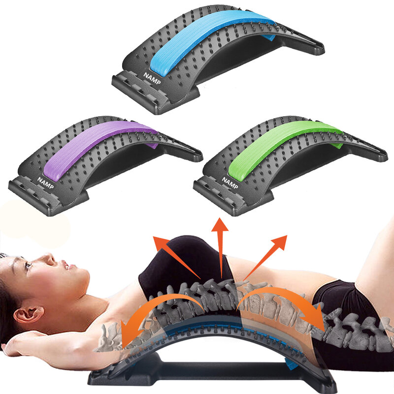 Equipo masajeador de espalda, herramientas de masaje, estiramiento mágico, Soporte Lumbar para Fitness, relajación, alivio del dolor de la columna vertebral