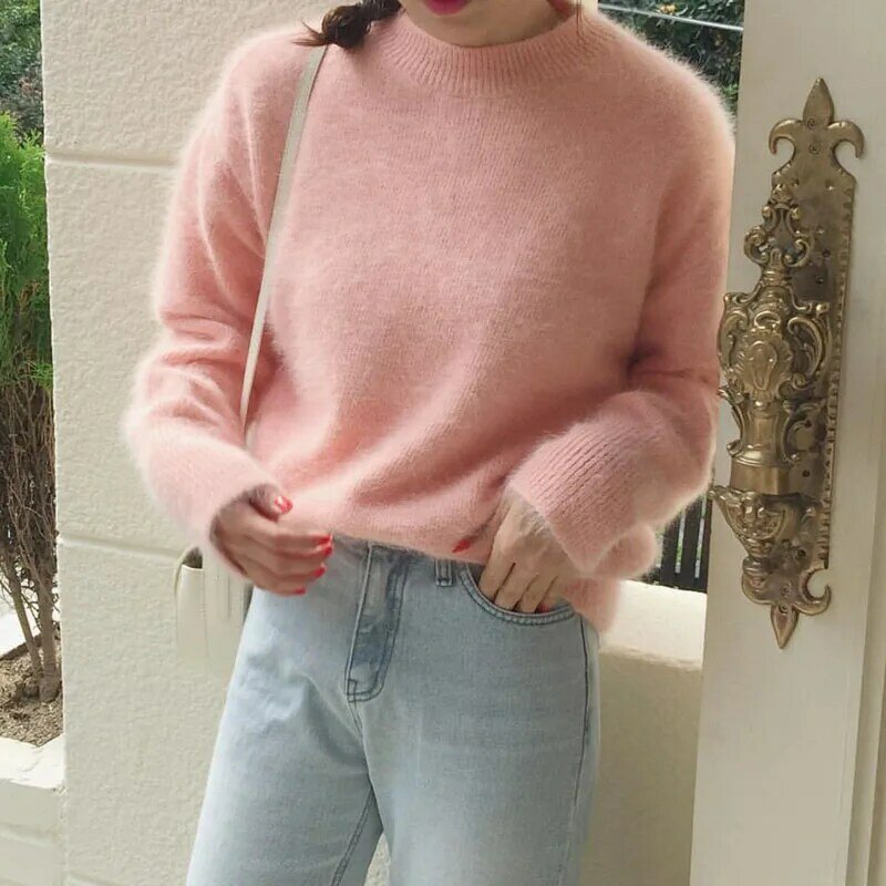Maglione Lolita Kawaii donna stile Preppy piccolo maglione di frutta carino fresco O collo pesca fragola sciolto caldo Pullover manica lunga