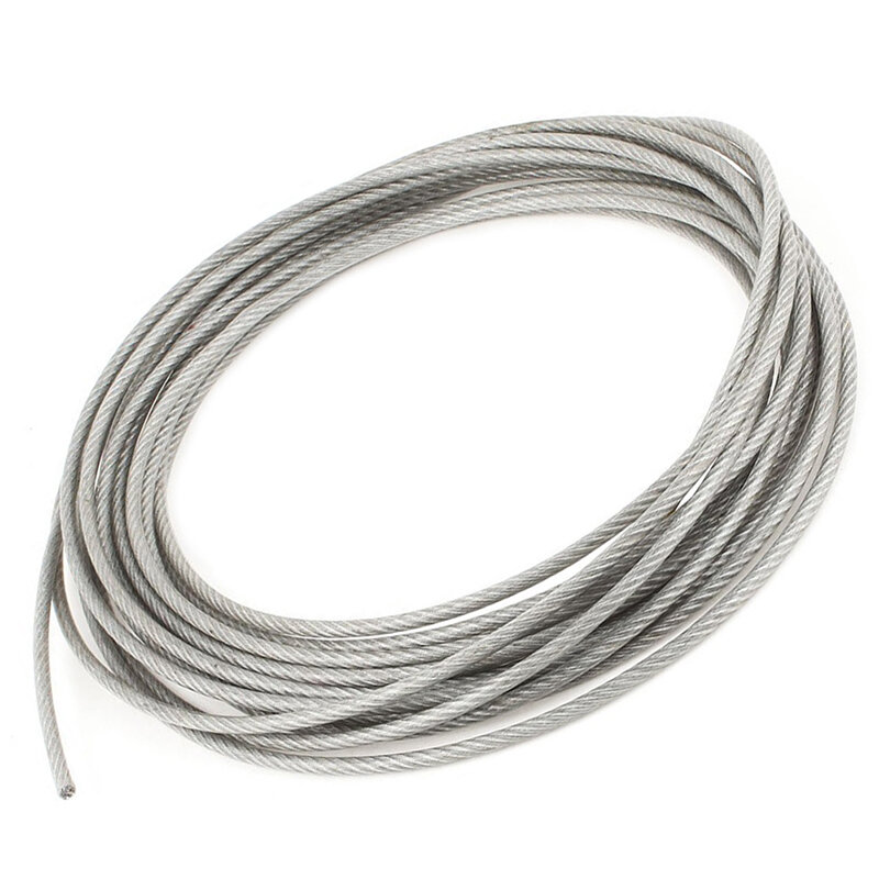 Новый 5 мм Dia стальной ПВХ покрытием, гибкий трос кабель 10 метров прозрачный + серебристый