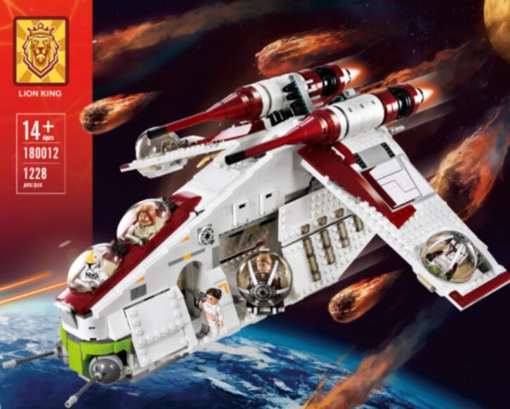 W magazynie Star Plan Republic Dropship Gunship klocki klocki 75021 zabawki dla dzieci prezent na boże narodzenie