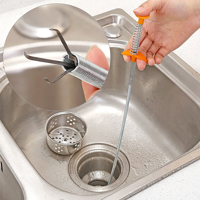 Elastyczny do zlewu pazur Pick Up narzędzia do czyszczenia kuchni pogłębiarka do rur włosów z umywalki szczotka do czyszczenia Bend Sink Tool z uchwytem sprężynowym