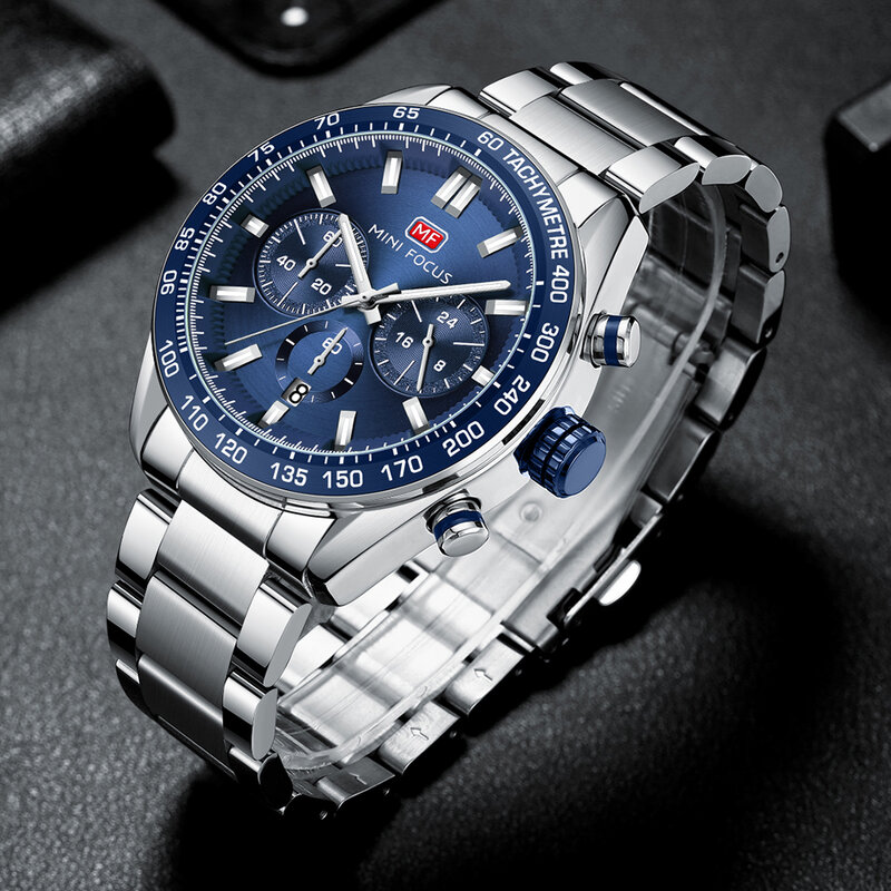 MINI FOCUS orologio sportivo da uomo Casual Fashion 3 Sub-Dial orologi da uomo Top Brand Luxury cinturino in acciaio inossidabile al quarzo orologio maschile regalo
