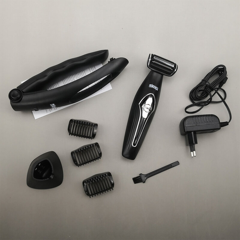 Afeitadora eléctrica multifuncional DSP para hombre, afeitadora corporal recargable, lavable, con mango retráctil