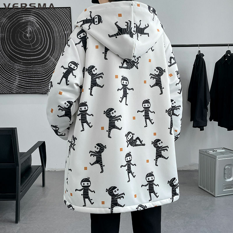 VERSMA – Trench-Coat à capuche en velours pour homme, vêtement Long et épais, style Kpop coréen, gothique, Hip Hop, livraison directe