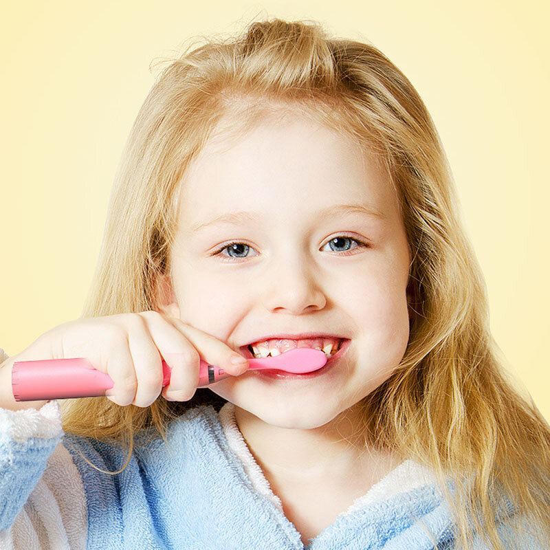 Детская Регулируемая электрическая зубная щетка, ультразвуковая очистка IPX7, водонепроницаемая Сменная головка щетки, зарядное устройство ...