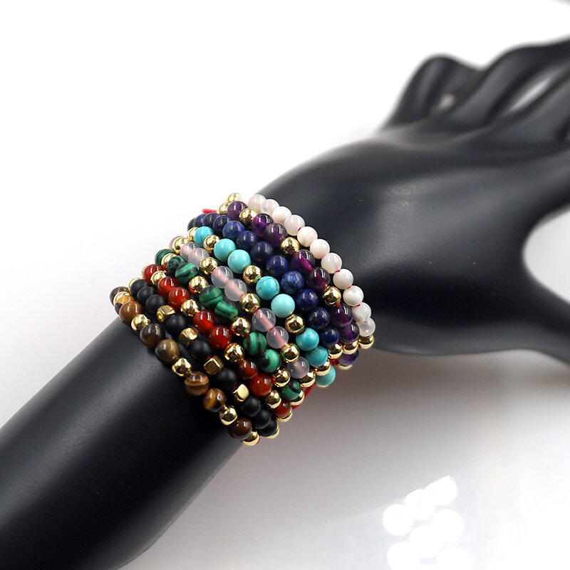 Pierres naturelles cristal 4MM, perles fil rouge pour Bracelets à main pour femmes, tresse surnaturelle faite à la main, nœud coulissant, bijoux à la mode