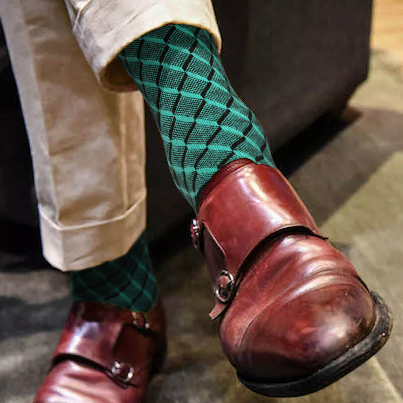 DOIAESKV джентльменские носки, деловые мужские носки из чесаного хлопка, модные британские бриллиантовые короткие носки для всех сезонов