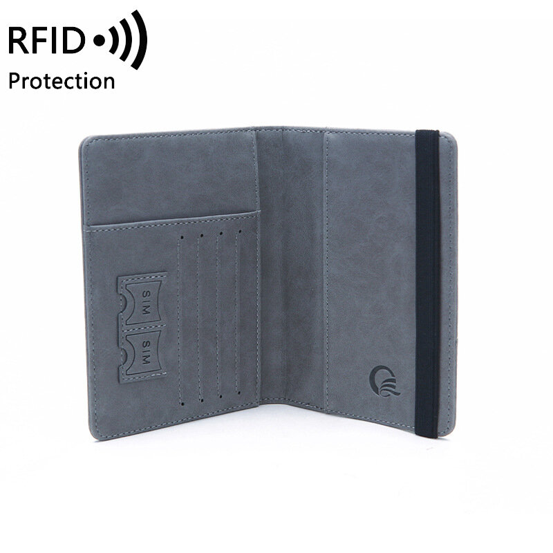 Tarjetero de cuero PU con bloqueo RFID para hombre y mujer, funda para pasaporte de negocios, tarjetero de identificación, accesorios de viaje, billetera