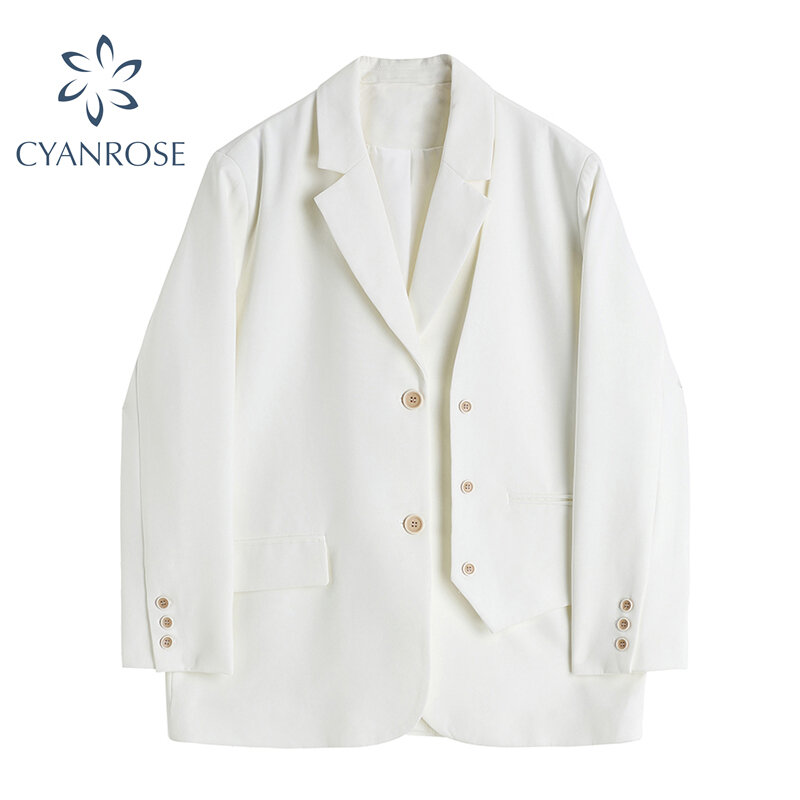 Manteau Vintage faux deux pièces pour femme, ample, surdimensionné, Streetwear, Chic, élégant, décontracté, automne 2021