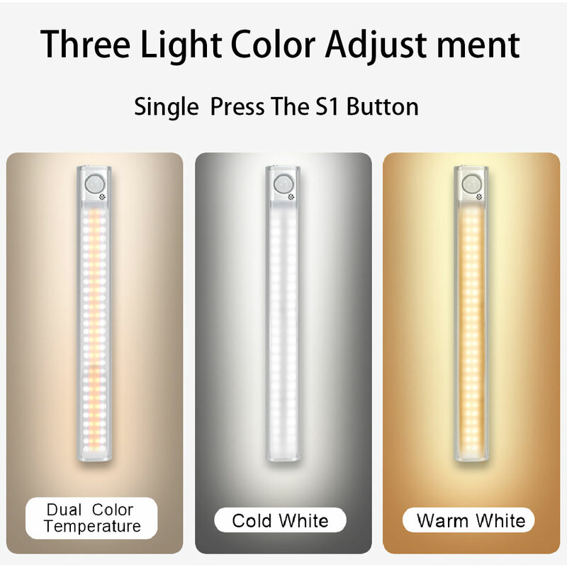 Lámpara LED para armario, luz con Sensor de movimiento, iluminación de cocina, recargable por USB, para dormitorio