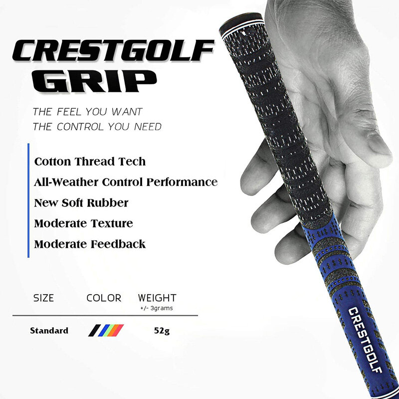Crestgolf – lot De 10 poignées De fers De Golf en fil De carbone, taille Standard, 9 couleurs disponibles