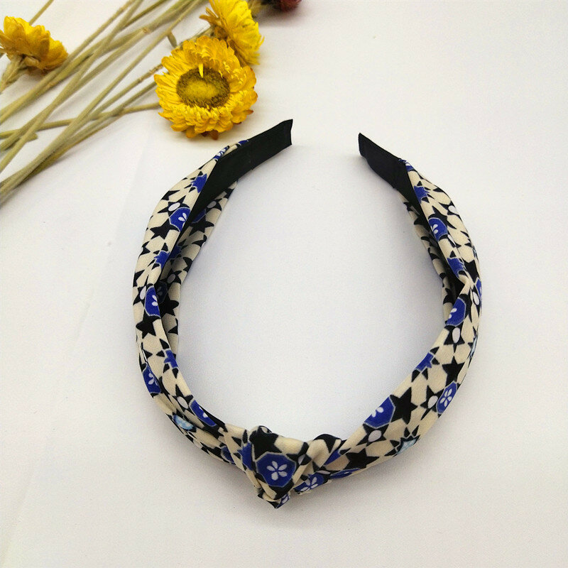 2021 New European and American Fabric Floral Headband Knotted Star Headband Ladies Simple Temperament Hair Accessories