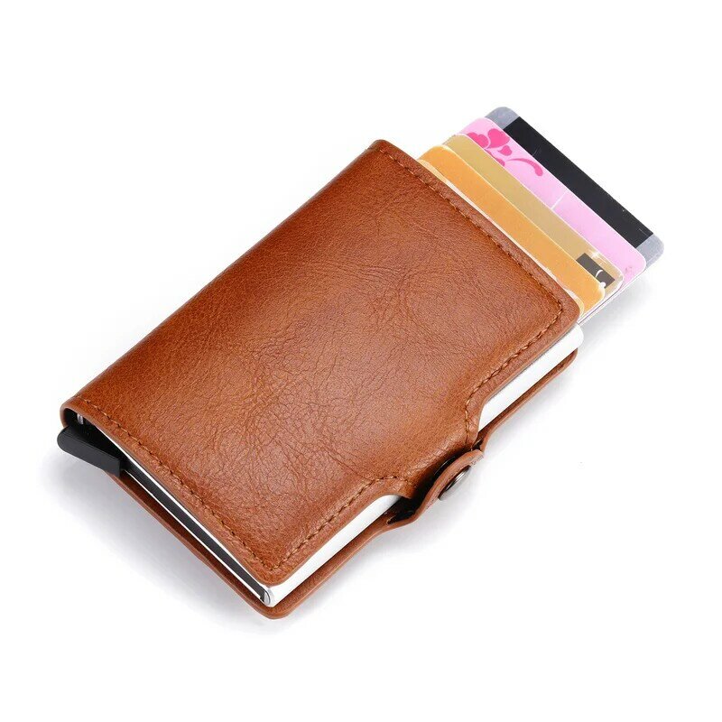 Coins Pocket PU Leather Card Holder Safety Multifunctional Card Case Short Card Wallet for Men and Women RFID Blocking Money Bag