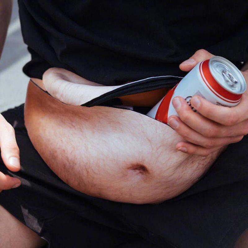 Pacote de cintura realista olhando grande capacidade oxford pano 3d artificial pai cerveja barriga fanny saco para viagens