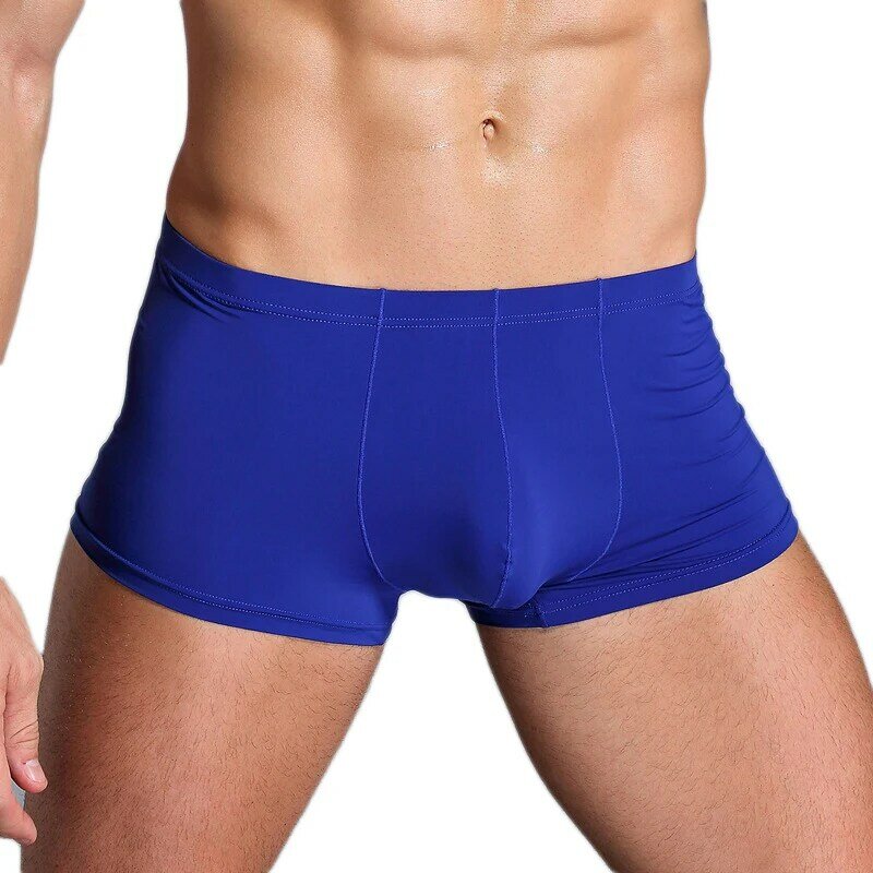 Cuecas masculinas de seda gelo boxer homme cueca masculino calcinha breathbale shorts u convexo bolsa masculina boxers tamanho grande 4xl
