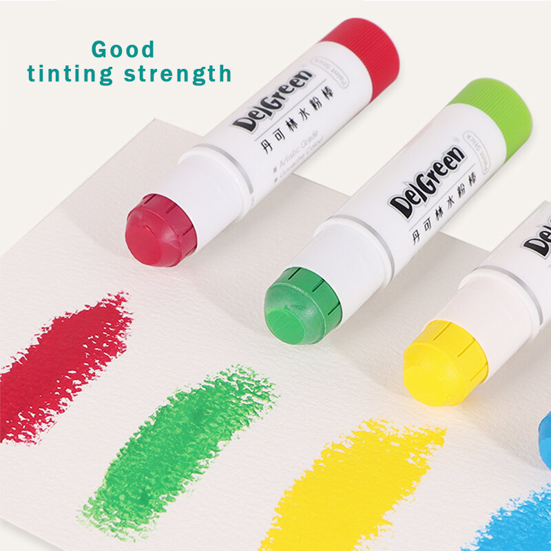 DELGREEN-Bâtons de peinture gouache solides doux, pastels, crayons basiques, macaron, 12/18 couleurs, qualité artistique, crayons solubles dans l'eau, graffiti
