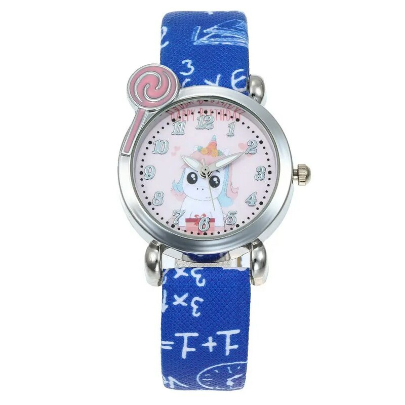 6 색 만화 말 패턴 키즈 시계 가죽 스트랩 시계 어린이 유니콘 스포츠 손목 시계 소년 소녀 시계 relojes
