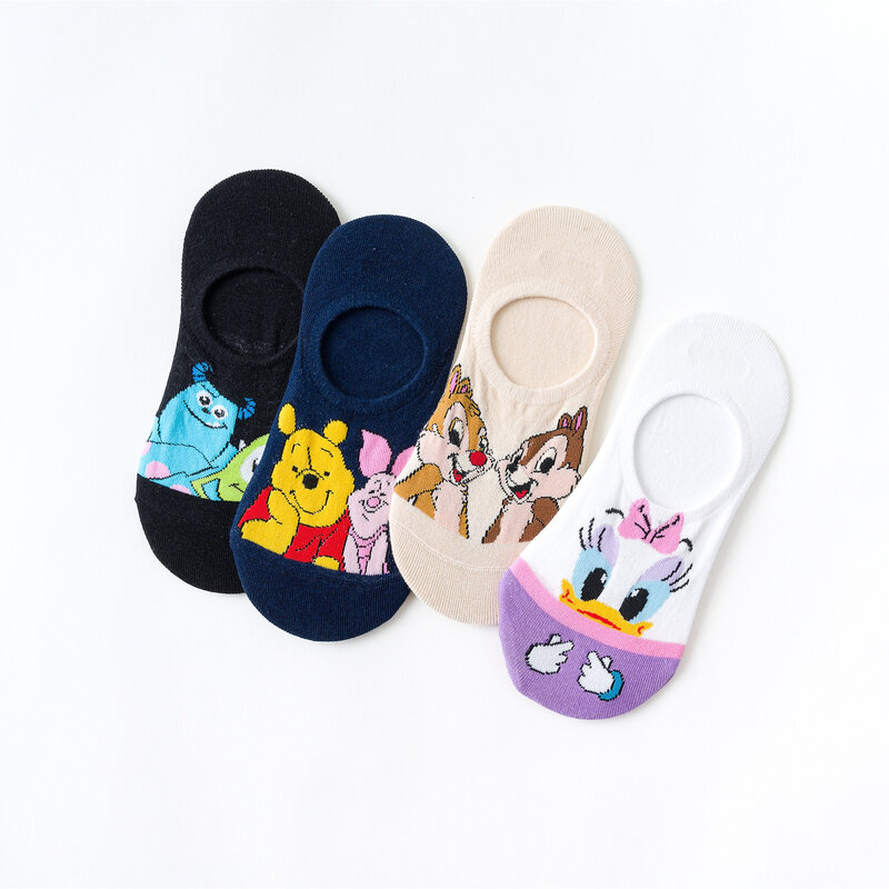 Disney Women Socks Cartoon Animal mouse socks cute Kawaii Funny ankle Socks invisible Silicone slip Socks girl Cotton boat sock