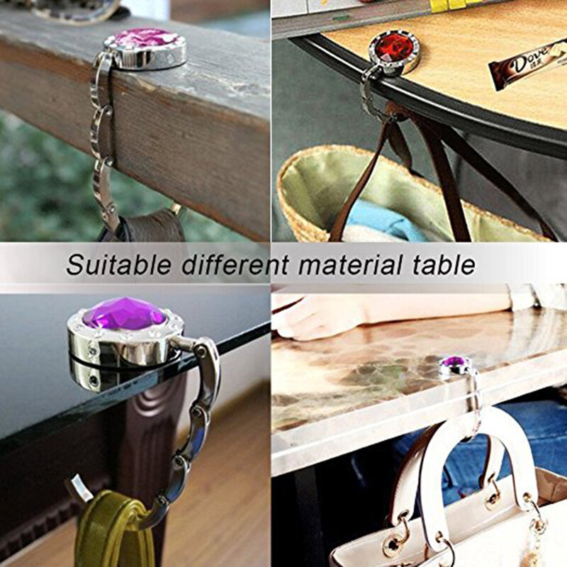 Percha plegable de Metal portátil para bolso, colgador de bolso, soporte de mesa, gancho para bolso, 4 colores