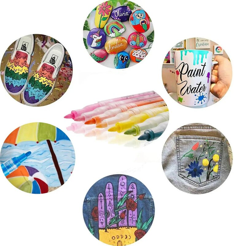 NEW TY Acrylic Paint Pens Waterproof Acrylic Marker Pens Set, 15/24 Colors Acrylic Pens for DIY Rock, Stone, Ceramic, Glass,