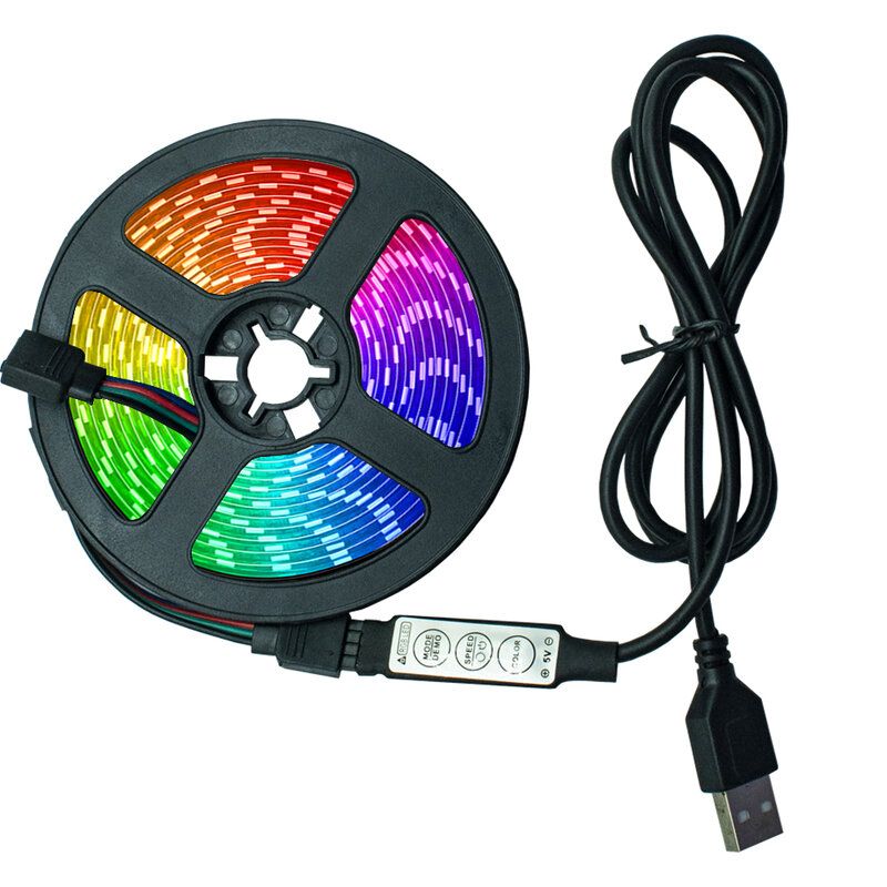 LED Strip Light USB Cable SMD 2835 1M 2M 3M 4M 5M Flexible Lamp Tape Diode 3 Key Control DC5V Desk Screen TV Background Lighting