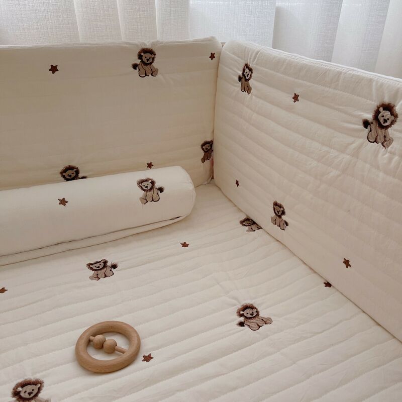 Koreański dziecko pikowana prześcieradło na łóżeczko dla dziecka pościel w kraby bawełna lew haftowane dzieci dzieci łóżko dziecięce pościel pościel dla dzieci narzuta na łóżko