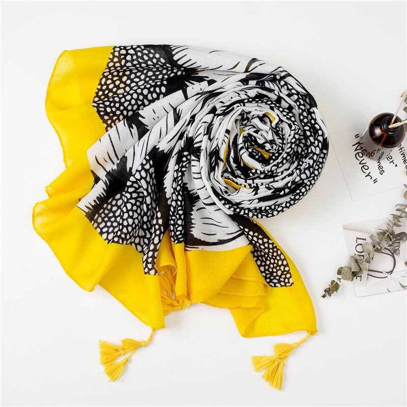 Шарф с рисунком подсолнуха, женская теплая Модная шаль, пляжный шарф для путешествий, Женский Осенний
