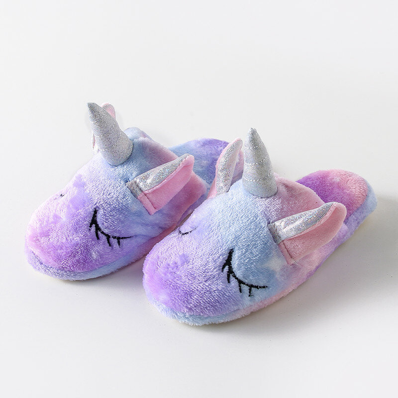 Kigurumi-Zapatillas de unicornio con dibujos de animales para niños y mujeres, pijama, zapatos de casa para bebés, Cosplay informal para adultos