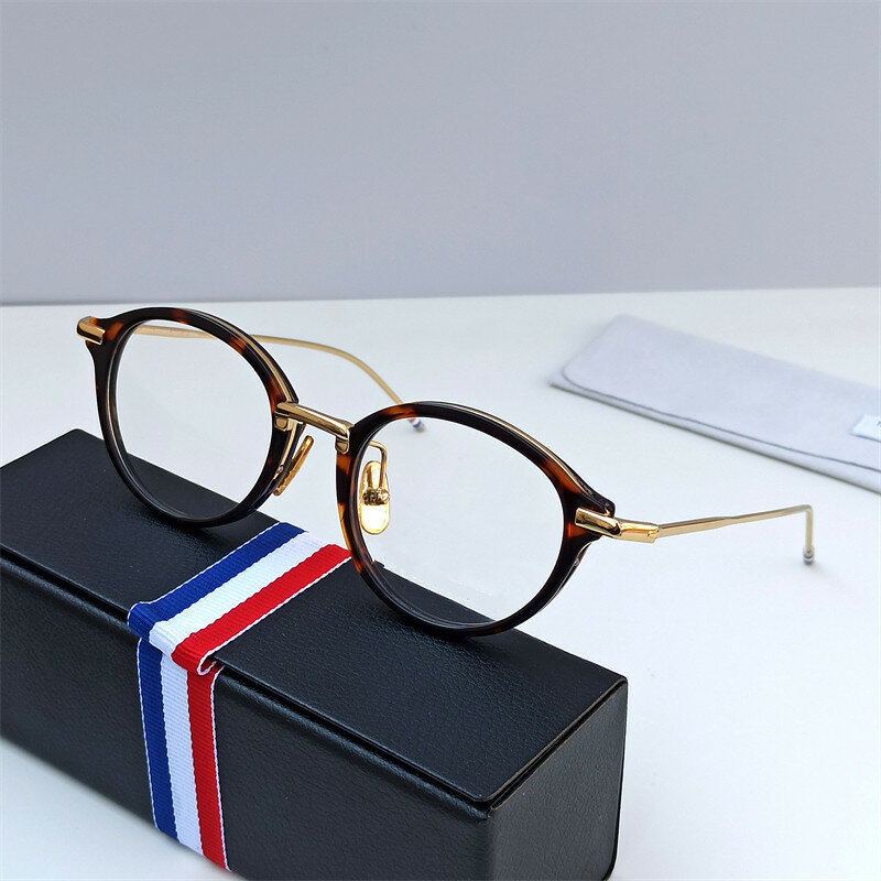 Merek Bulat Titanium Paduan Kacamata Bingkai Pria Wanita Resep Kacamata Miopia Kacamata Baca Tb011 dengan Kotak Asli