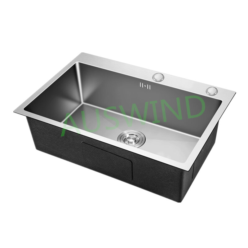 Sikat Stainless Steel Kitchen Sink Single Bowl Di Atas Counter atau Undermount Buatan Tangan Wastafel Mangkuk dengan Aksesoris