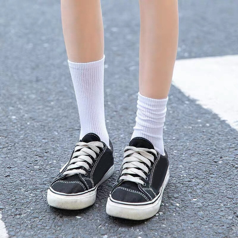 Jeseca unisex meias harajuku coreano das mulheres dos homens do vintage streetwear meias longas branco preto mulher casual hip hop skate sox