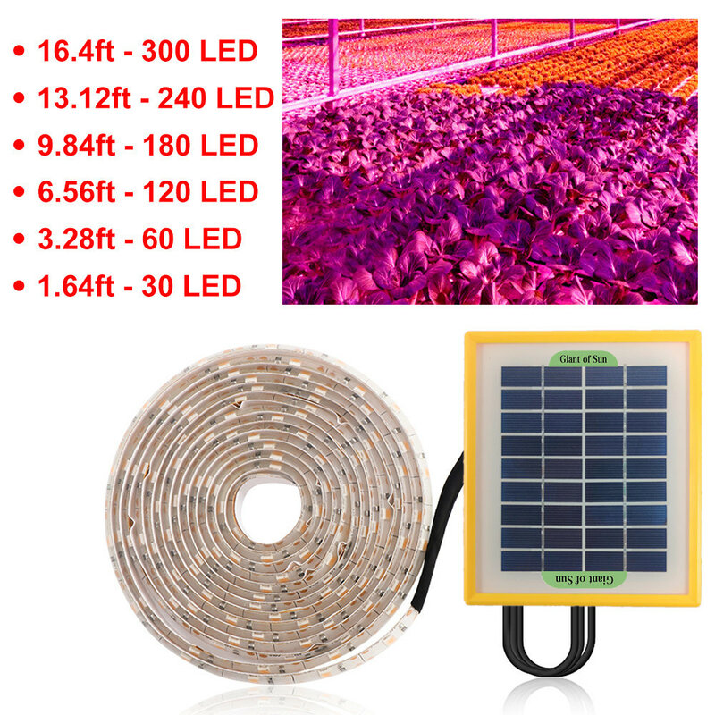 Fita de led para crescimento de plantas, à energia solar, 2/3/5m, espectro completo, 5v, 2835, cultivo hidropônico, estufa